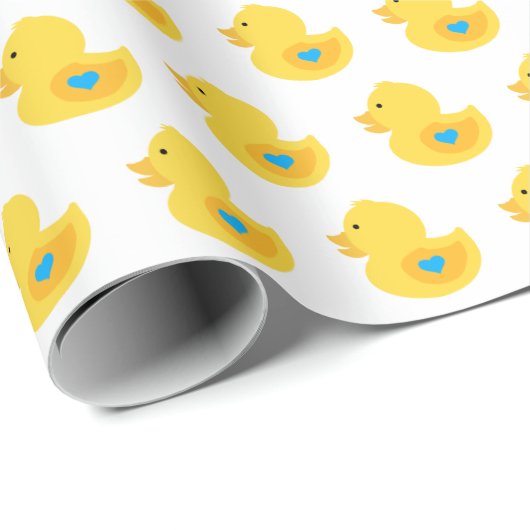 Geel en blauw Rubber Ducky Cadeaupapier (Rol Hoek)