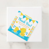 Geel en blauw Rubber Ducky Polka Baby shower Bedankjes Labels (In situ)