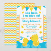 Geel en blauw Rubber Ducky Polka Baby shower Kaart (Voorkant / Achterkant)