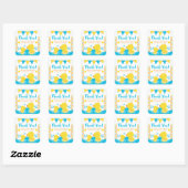 Geel en blauw Rubber Ducky Polka Baby shower Vierkante Sticker (Vel)