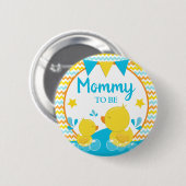 Geel en blauw Rubber Ducky Polka Dot Mammie Ronde Button 5,7 Cm (Voorkant /achterkant)