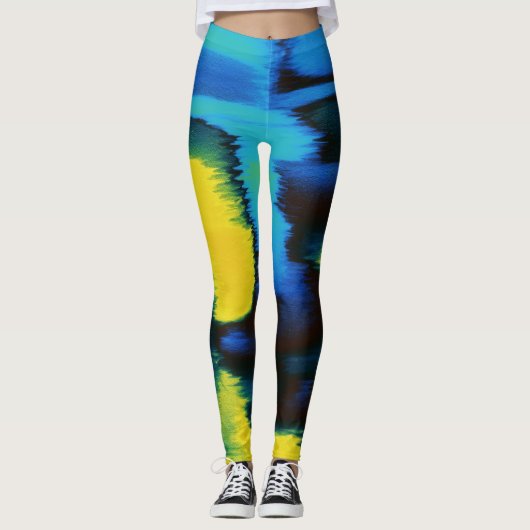 Geel en blauw schildpad leggings (Voorkant)