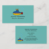 Geel en blauw Speelgoed onderzeeër Deep Zee Diving Visitekaartje (Voorkant / Achterkant)