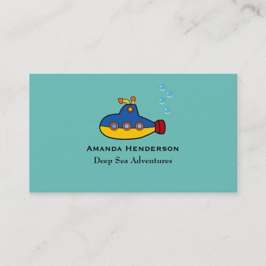 Geel en blauw Speelgoed onderzeeër Deep Zee Diving Visitekaartje (Voorkant)
