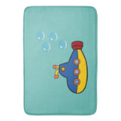Geel en blauw Speelgoed onderzeeër met waterbellen Badmat (Voorkant Verticaal)
