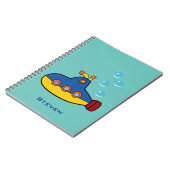 Geel en blauw Speelgoed onderzeeër met waterbellen Notitieboek (Linkerzijde)