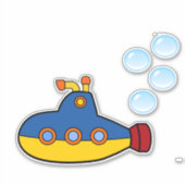 Geel en blauw Speelgoed onderzeeër met waterbellen Sticker (Voorkant)