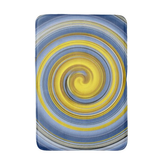 Geel en blauw spiraalpatroon badmat (Voorkant Verticaal)