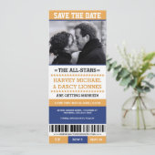 Geel en Blauw Sportkaart Save the Date Kaart (Staand voorkant)