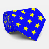 Geel en blauw Star-patroon Stropdas (Opgerold)