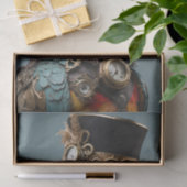 geel en blauw steampunk papegaai tissuepapier (Geschenk)