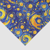 Geel en Blauw Sterrennacht Mozaïekglaspatroon Tissuepapier (Detail)