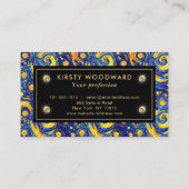 Geel en Blauw Sterrennacht Mozaïekglaspatroon Visitekaartje (Achterkant)