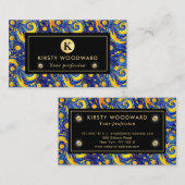 Geel en Blauw Sterrennacht Mozaïekglaspatroon Visitekaartje (Voorkant / Achterkant)