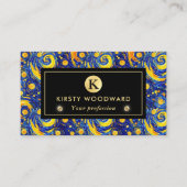 Geel en Blauw Sterrennacht Mozaïekglaspatroon Visitekaartje (Voorkant)