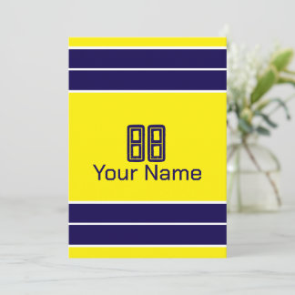 geel en blauw strepen Burlap Design Kaart