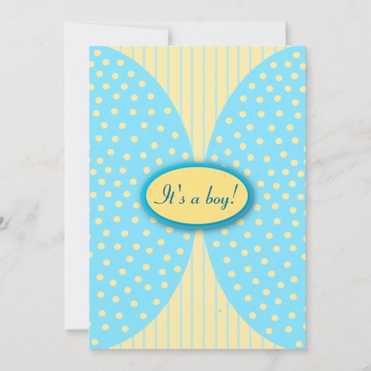 Geel en blauw Stripes Stippen Babyschoenen Kaart (Voorkant)