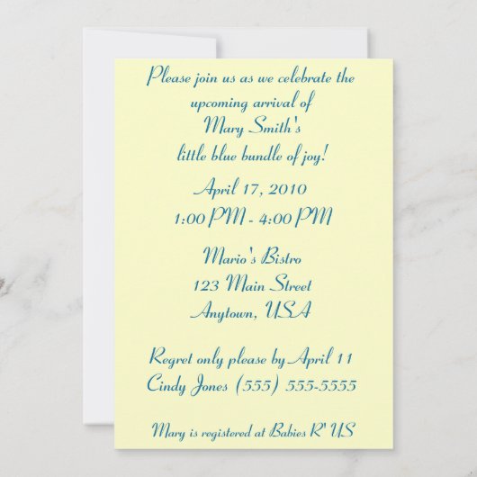 Geel en blauw Stripes Stippen Babyschoenen Kaart (Achterkant)