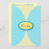 Geel en blauw Stripes Stippen Babyschoenen Kaart (Voorkant / Achterkant)