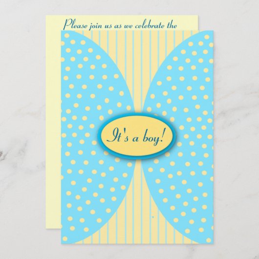 Geel en blauw Stripes Stippen Babyschoenen Kaart (Voorkant / Achterkant)