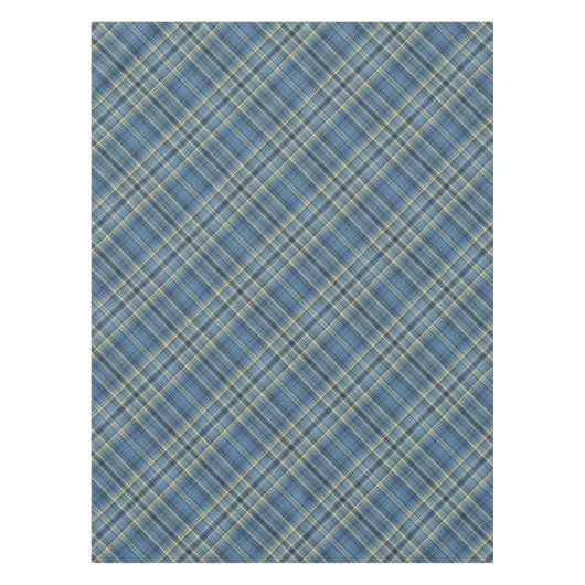 Geel en blauw tartan patroon tafelkleed (Voorkant)