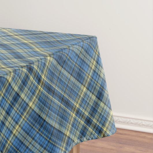 Geel en blauw tartan patroon tafelkleed (Voorbeeld)