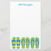 Geel en blauw Teenslipper - Aangepaste artikelen Briefpapier (Voorkant)