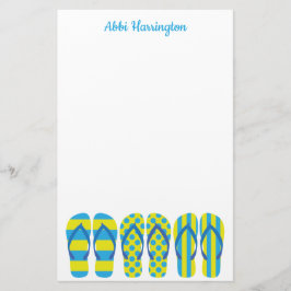 Geel en blauw Teenslipper - Aangepaste artikelen Briefpapier