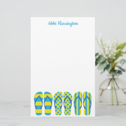 Geel en blauw Teenslipper - Aangepaste artikelen Briefpapier (Staand voorkant)