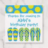 Geel en blauw Teenslipper Gift of Party Favor Labe Bedankjes Labels (Voorkant)