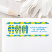 Geel en blauw Teenslippers Retouradreslabels Etiket (Insitu)