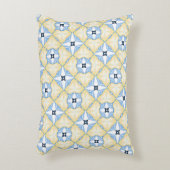 Geel en blauw Tegel Accent Kussen (Voorkant(Verticaal))