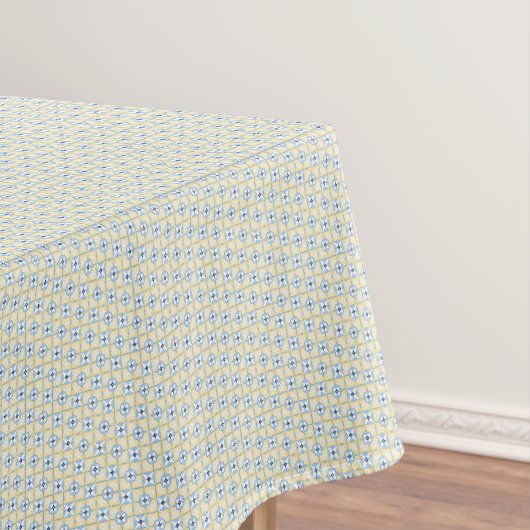 Geel en Blauw Tegelpatroon Tafelkleed (Voorbeeld)