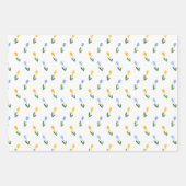 Geel en blauw Tulip Flower Pattern Inpakpapier Vel (Voorkant)