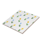 Geel en blauw Tulip Flower Pattern Tegeltje (Zijkant)
