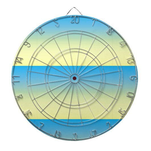 Geel en blauw, twee tonnen dartbord (Voorkant)