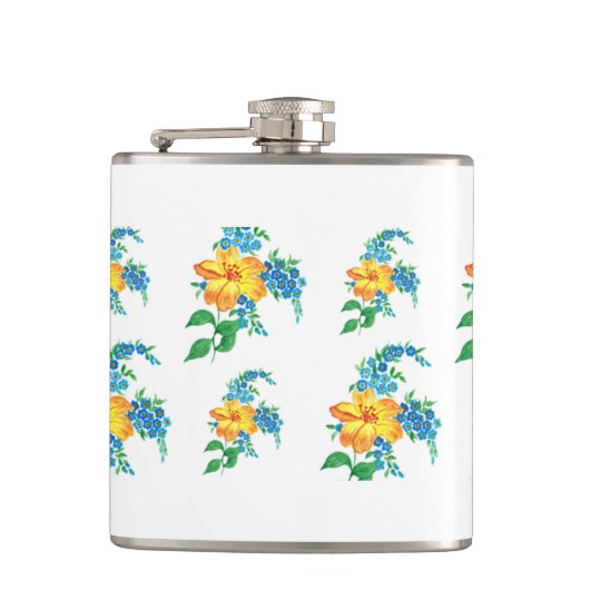 Geel en blauw ventiel heupfles (Voorkant)