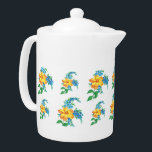 Geel en blauw ventiel theepot<br><div class="desc">Dit prachtige bloemige ontwerp brengt klassieke looks en een zachte,  elegante uitstraling naar uw huis.</div>