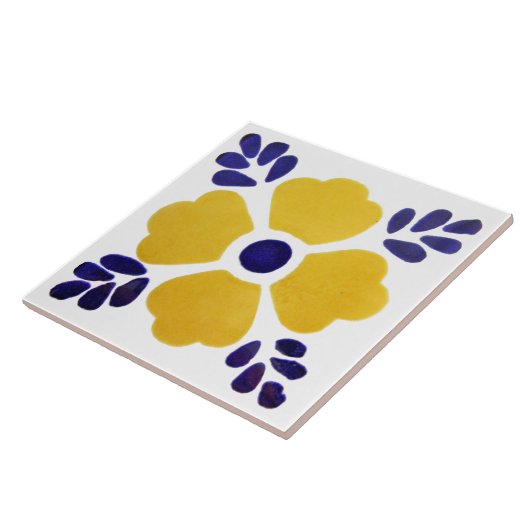 Geel- en blauw-ventilatorkeramisch fotobestand tegeltje (Zijkant)