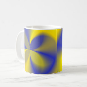 Geel en blauw Vier Bladeren Koffiemok