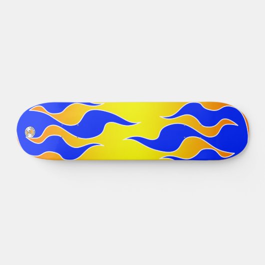 Geel- en blauw-vlambord skateboard (Horizontaal)
