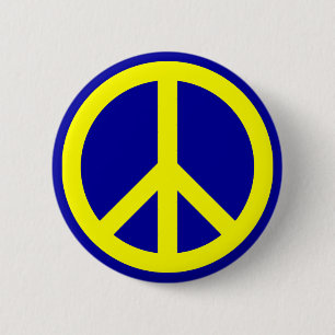 Geel en Blauw Vredessymbool Ronde Button 5,7 Cm