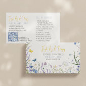 Geel en blauw Waterverf - Floral Script Cleaning Visitekaartje