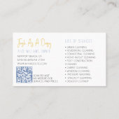 Geel en blauw Waterverf - Floral Script Cleaning Visitekaartje (Achterkant)