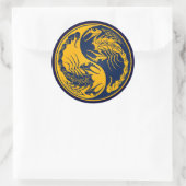 Geel en Blauw Yin Yang Scorpions Ronde Sticker (Tas)