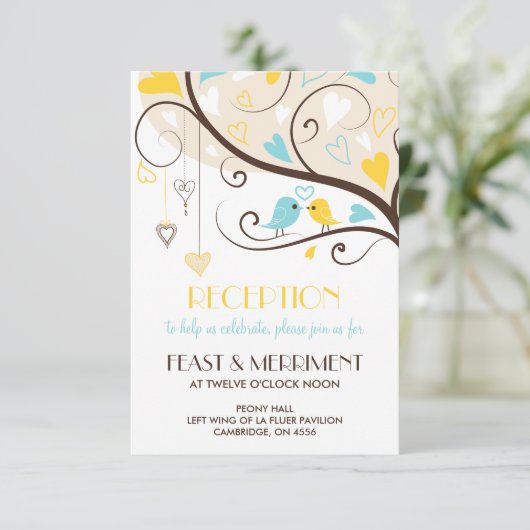 Geel en blauw zomervogels Ontvangen Kaart (Staand voorkant)