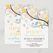 Geel en blauw zomervogels Ontvangen Kaart (Voorkant / Achterkant)