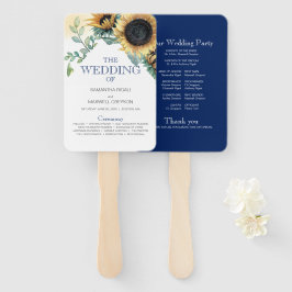 Geel en blauw Zonnebloem Weddenschap Hand Fan Handwaaier