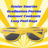 Geel en Blauwe Leeuw Mascotte Afstuderen Zonnebrillen