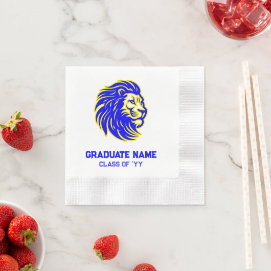 Geel en Blauwe Leeuw Mascotte Papier Partij Servet (Insitu)